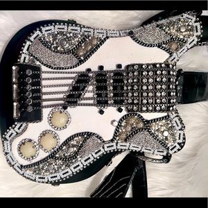 Authentic Vintage Mary Frances Jeweled Beaded Guitar Crossbody Bag